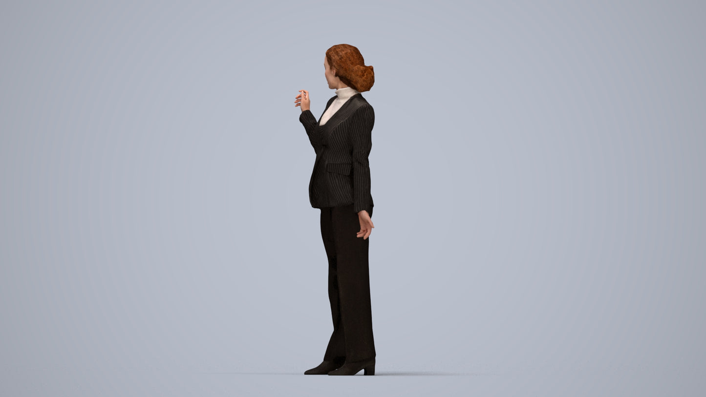 realistic 3D woman business, scanned archviz people for Blender and 3ds Max, top-down view render