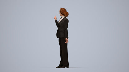 realistic 3D woman business, scanned archviz people for Blender and 3ds Max, top-down view render