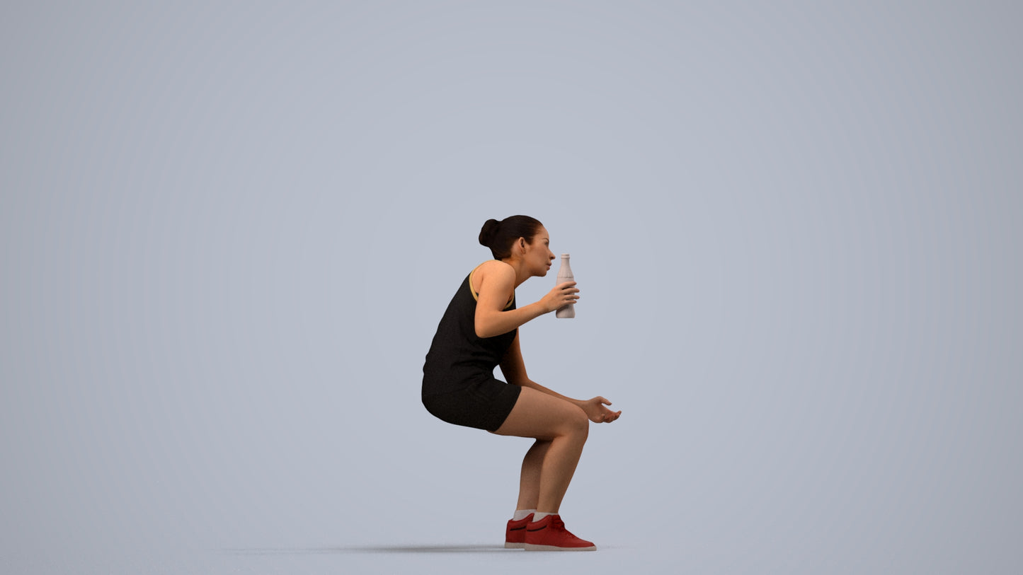 photogrammetry 3D woman sport, realistic human model archviz FBX, side view render