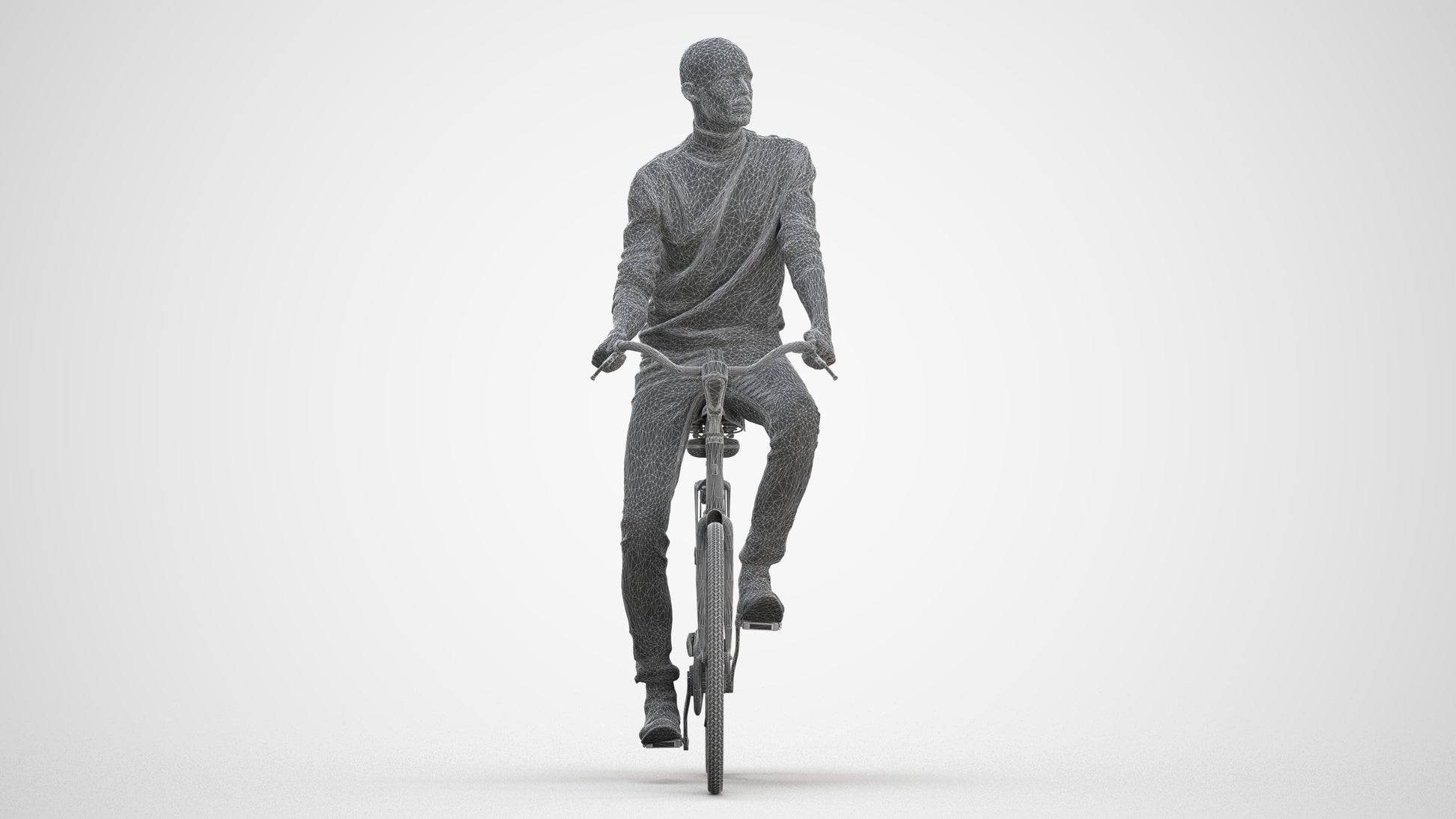 realistic 3D human man casual cycling, archviz people FBX OBJ for Blender, three-quarter front view render