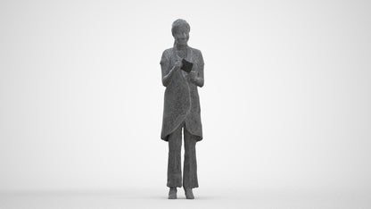 realistic 3D woman hospitality, scanned archviz people for Blender and 3ds Max, three-quarter front view render