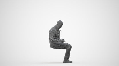 realistic 3D senior man medical, scanned archviz people for Blender and 3ds Max, wireframe side view