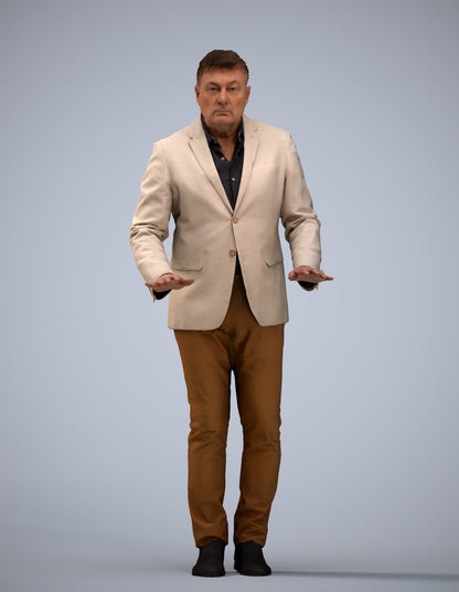 3D people model man business standing, scanned human for 3ds Max rendering