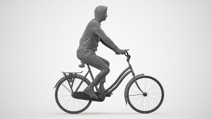 realistic 3D human man casual cycling, archviz people FBX OBJ for Blender, wireframe side view