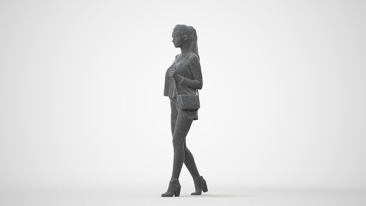 realistic 3D people girl casual walking, render-ready for V-Ray and Corona, FBX OBJ, square thumbnail