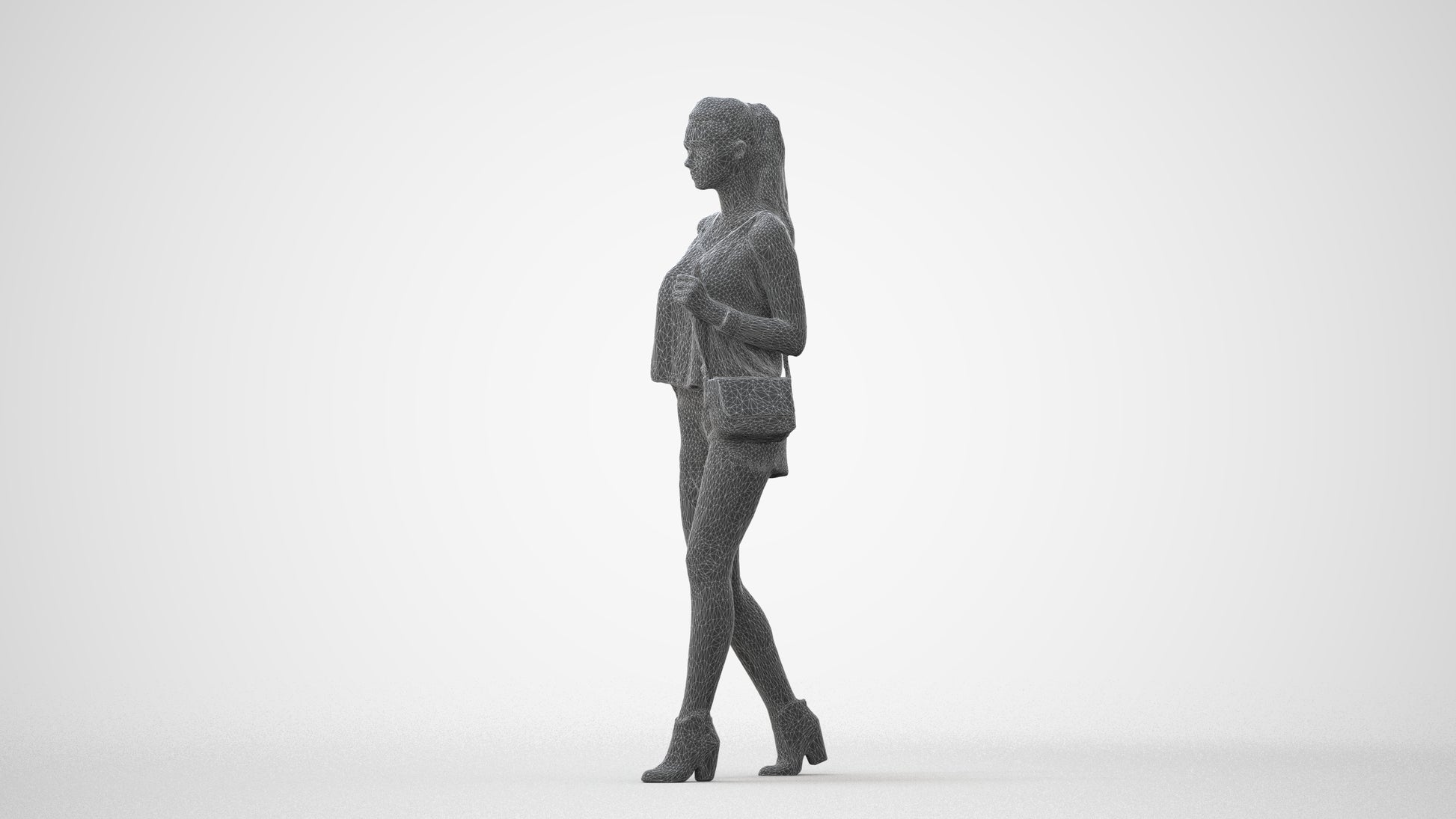 realistic 3D people girl casual walking, render-ready for V-Ray and Corona, FBX OBJ, square thumbnail