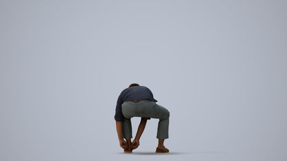 3D scanned man sitting casual, photorealistic archviz people for Enscape and SketchUp, three-quarter view render