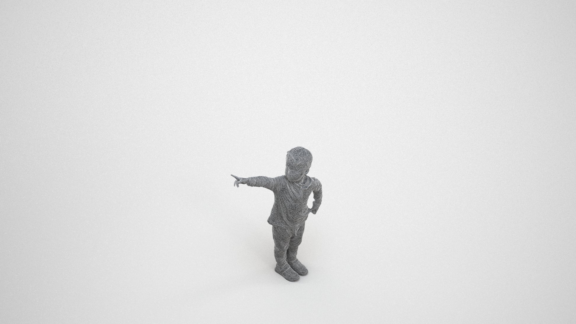 realistic 3D people boy casual kids, render-ready for V-Ray and Corona, FBX OBJ, wireframe three-quarter view