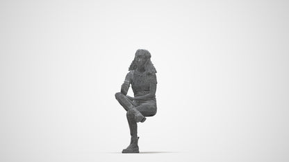 realistic 3D human woman casual sitting, archviz people FBX OBJ for Blender, wireframe back view