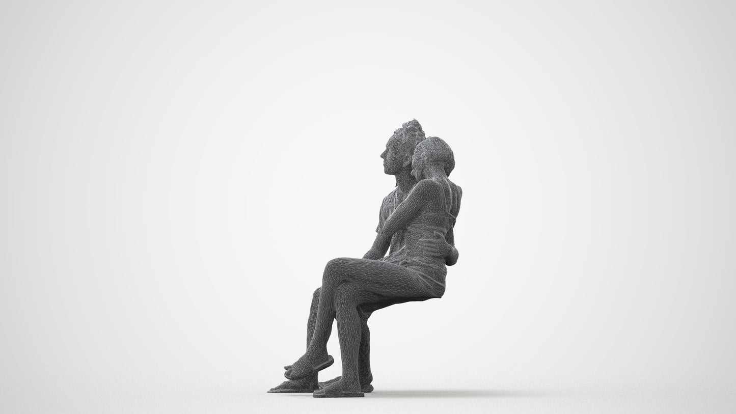scanned 3D woman sitting, photogrammetry people for Enscape and V-Ray, square thumbnail