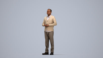 scanned 3D man business standing, photogrammetry people for Enscape and V-Ray, top-down view render