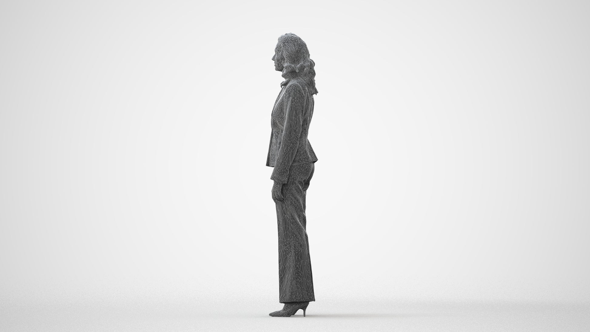 photogrammetry 3D woman business standing, realistic human model archviz FBX, square thumbnail
