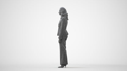 photogrammetry 3D woman business standing, realistic human model archviz FBX, square thumbnail