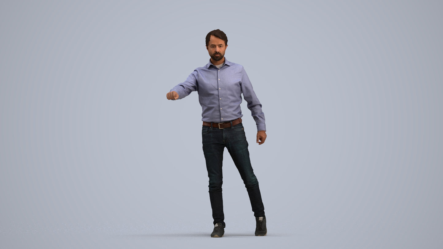 realistic 3D people man casual door, render-ready for V-Ray and Corona, FBX OBJ, standing pose render