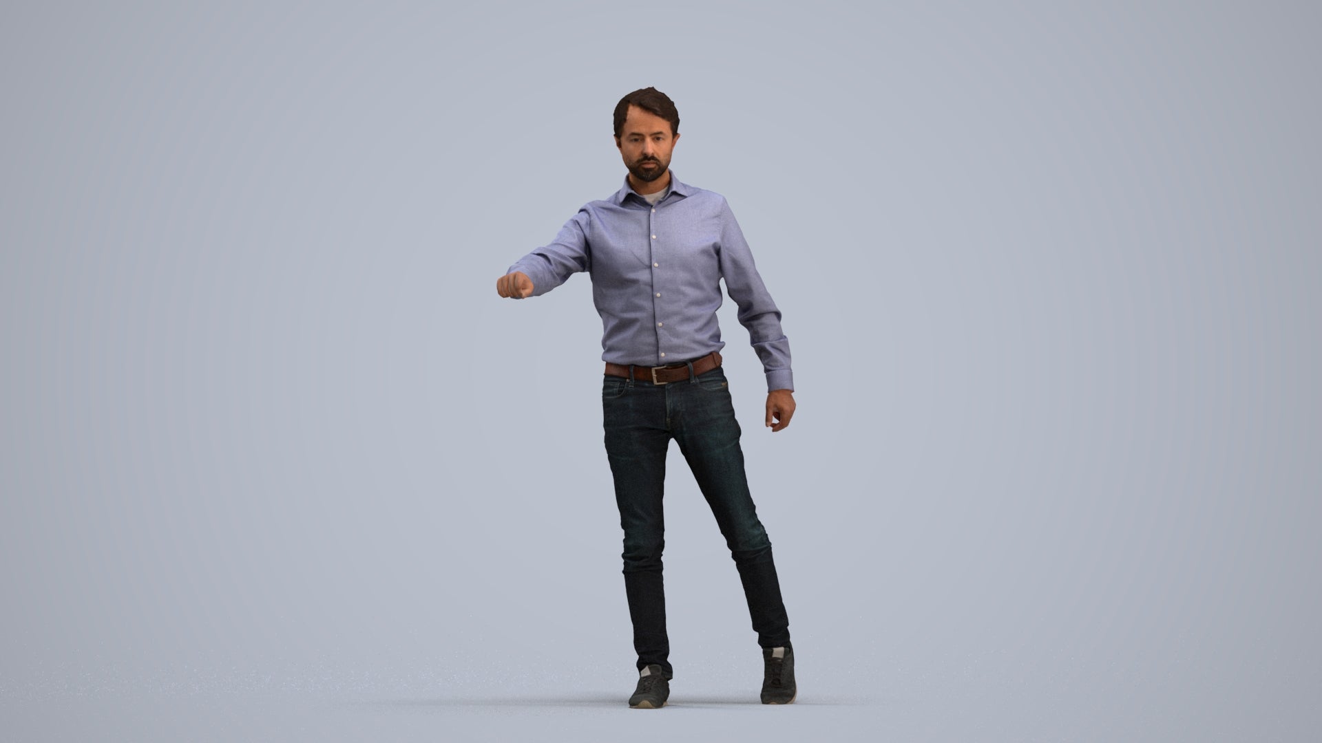 realistic 3D people man casual door, render-ready for V-Ray and Corona, FBX OBJ, standing pose render