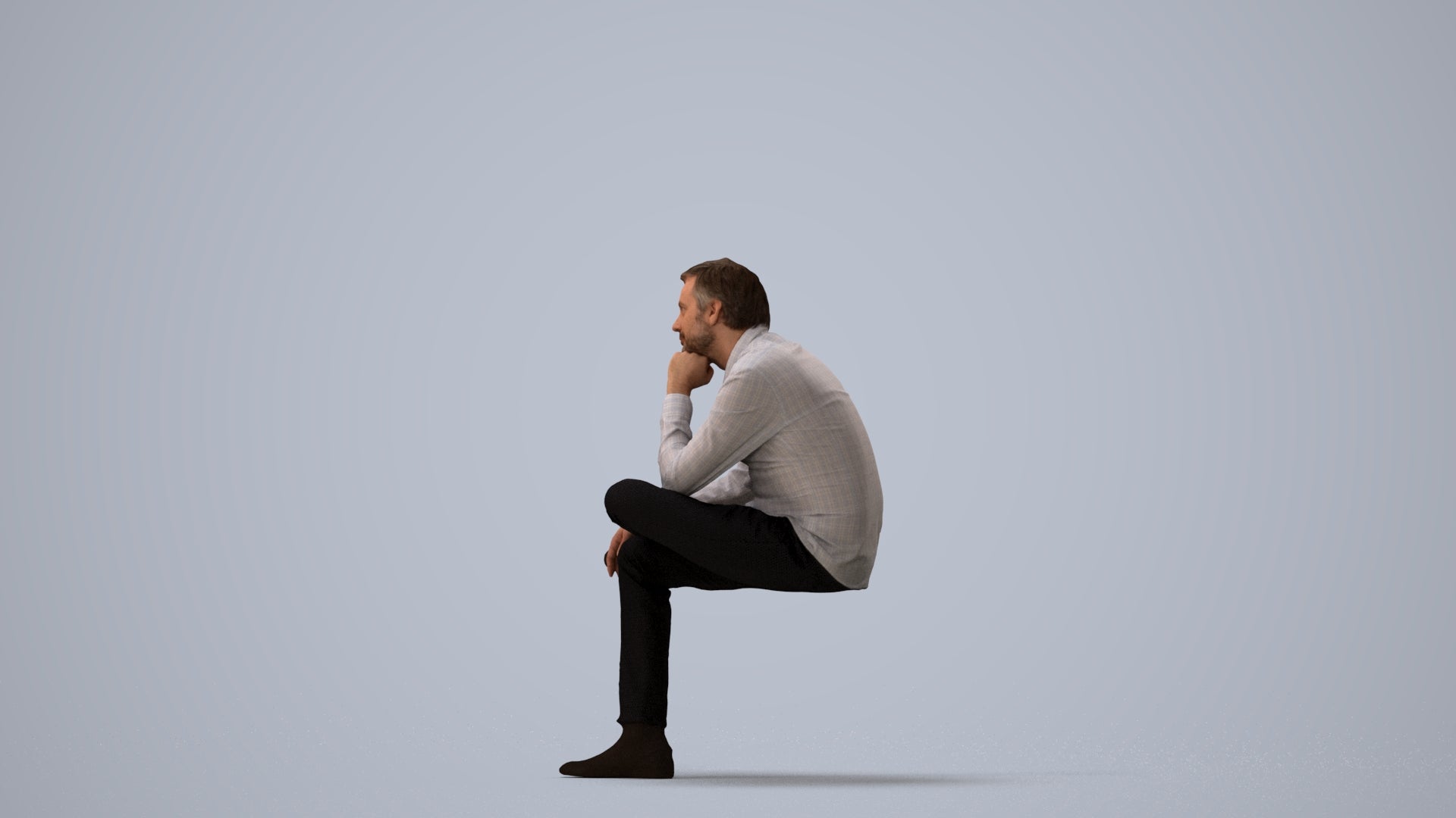 3D scanned man business, photorealistic archviz people for Enscape and SketchUp, three-quarter view render