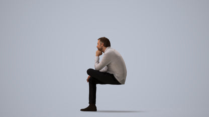 3D scanned man business, photorealistic archviz people for Enscape and SketchUp, three-quarter view render