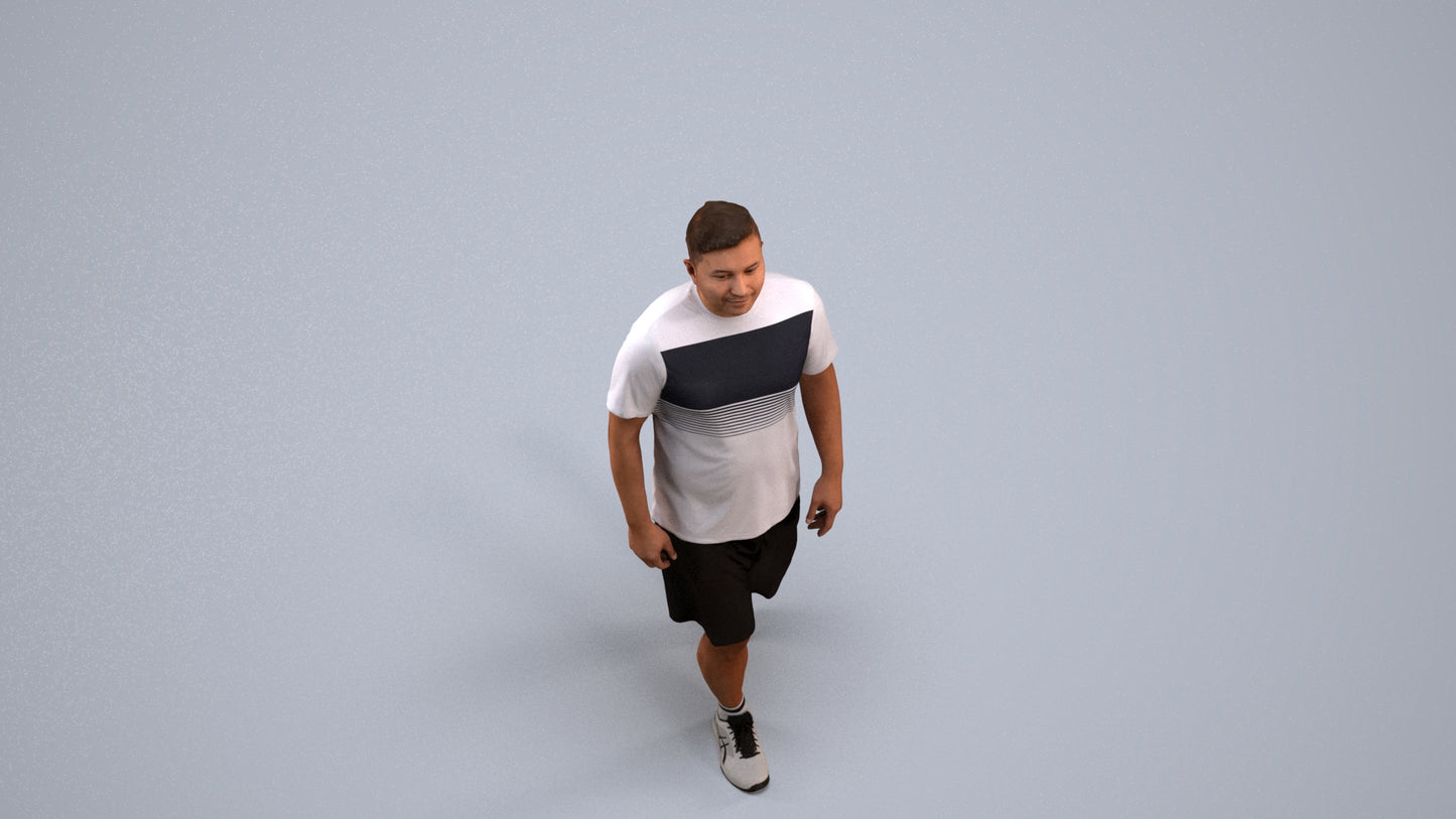 3D people model man sport, scanned human for 3ds Max rendering, back view render