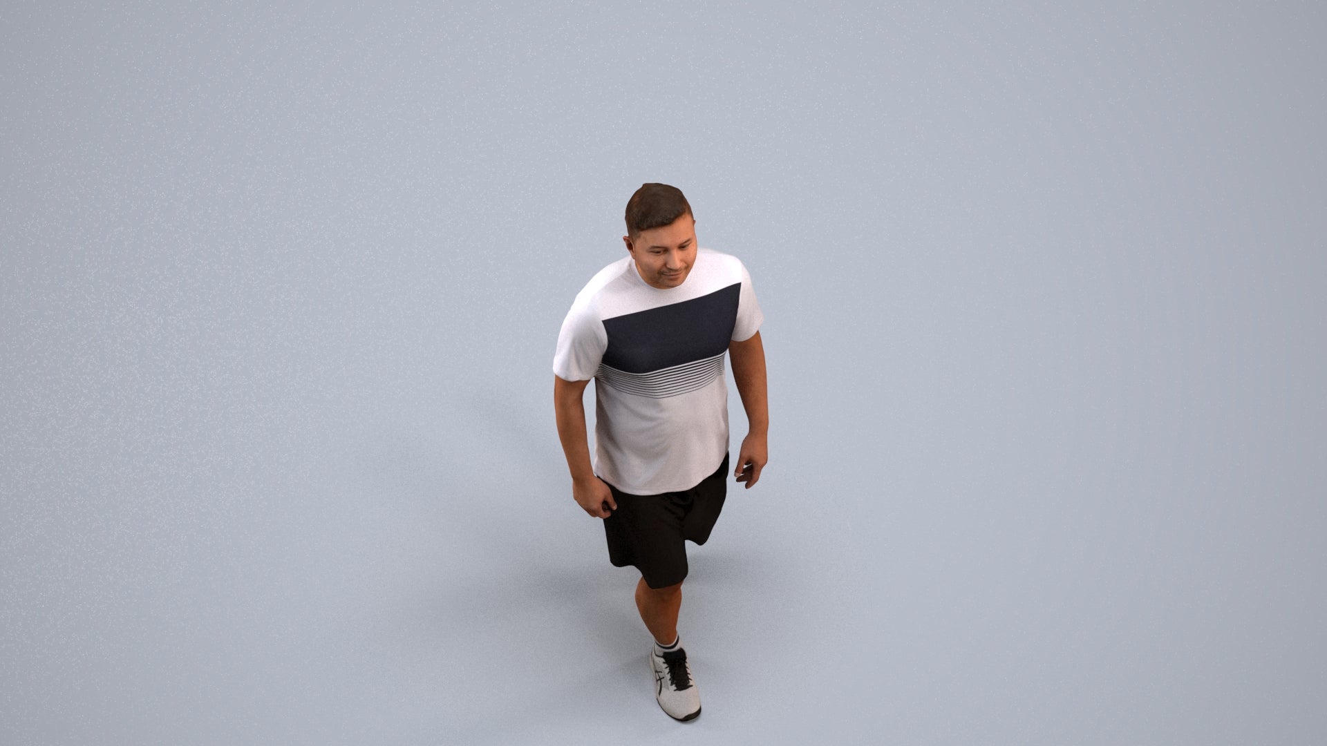 3D people model man sport, scanned human for 3ds Max rendering, back view render