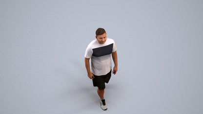 3D people model man sport, scanned human for 3ds Max rendering, back view render