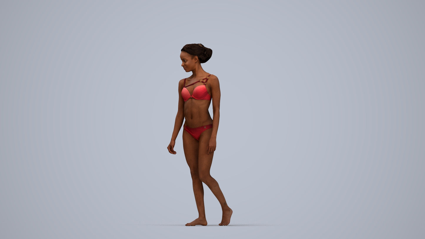 scanned 3D woman pool, photogrammetry people for Enscape and V-Ray, top-down view render