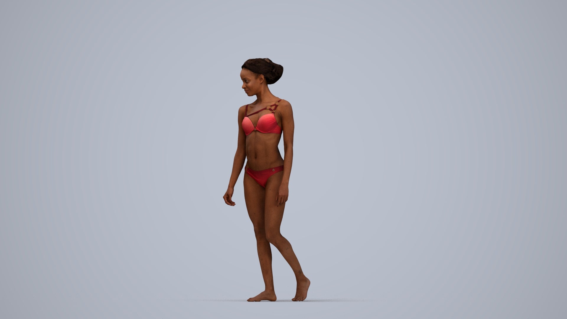scanned 3D woman pool, photogrammetry people for Enscape and V-Ray, top-down view render