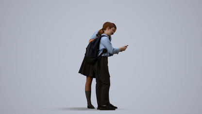 realistic 3D girl kids, scanned archviz people for Blender and 3ds Max, side view render