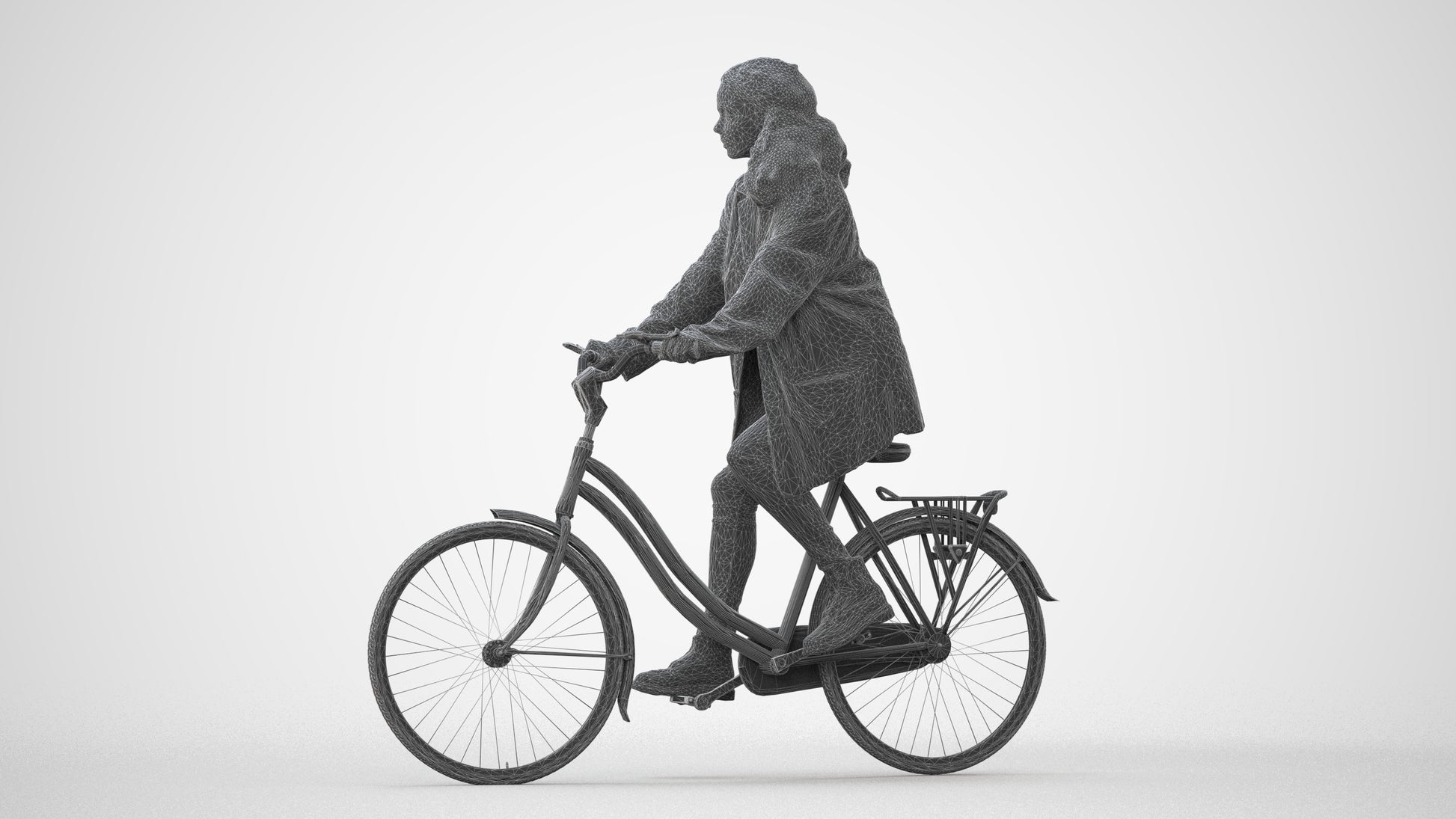 scanned 3D woman casual cycling, photogrammetry people for Enscape and V-Ray, square thumbnail