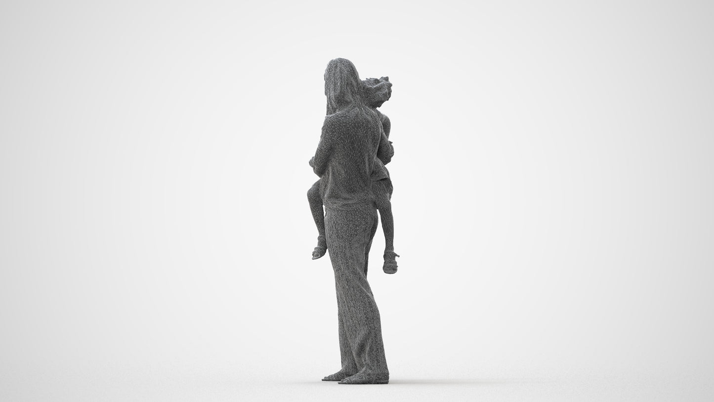 realistic 3D human girl casual kids, archviz people FBX OBJ for Blender, square thumbnail