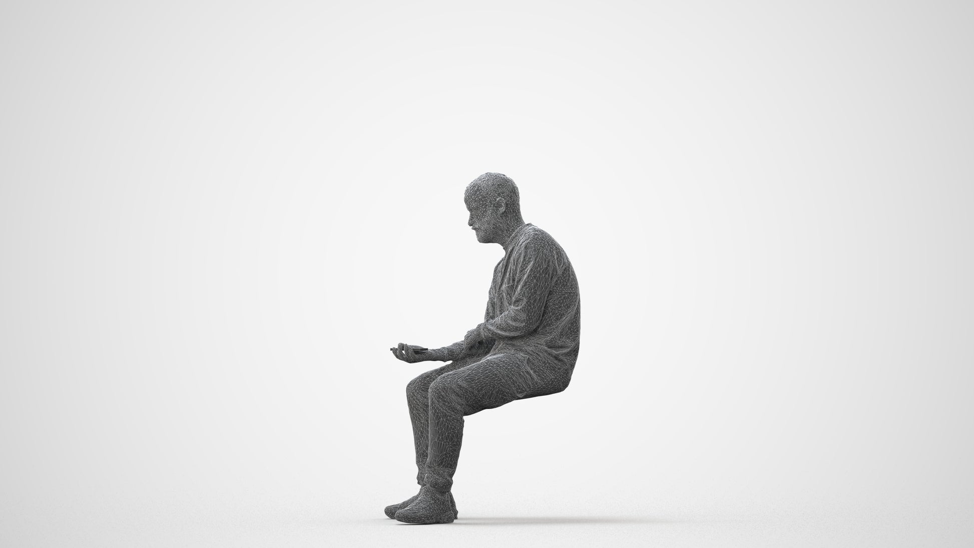 3D people model man casual sitting, scanned human for 3ds Max rendering, square thumbnail
