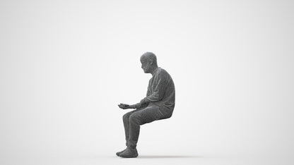 3D people model man casual sitting, scanned human for 3ds Max rendering, square thumbnail