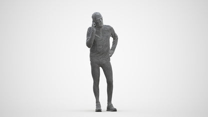 3D human model senior man sport, photogrammetry scanned person for archviz, three-quarter front view render