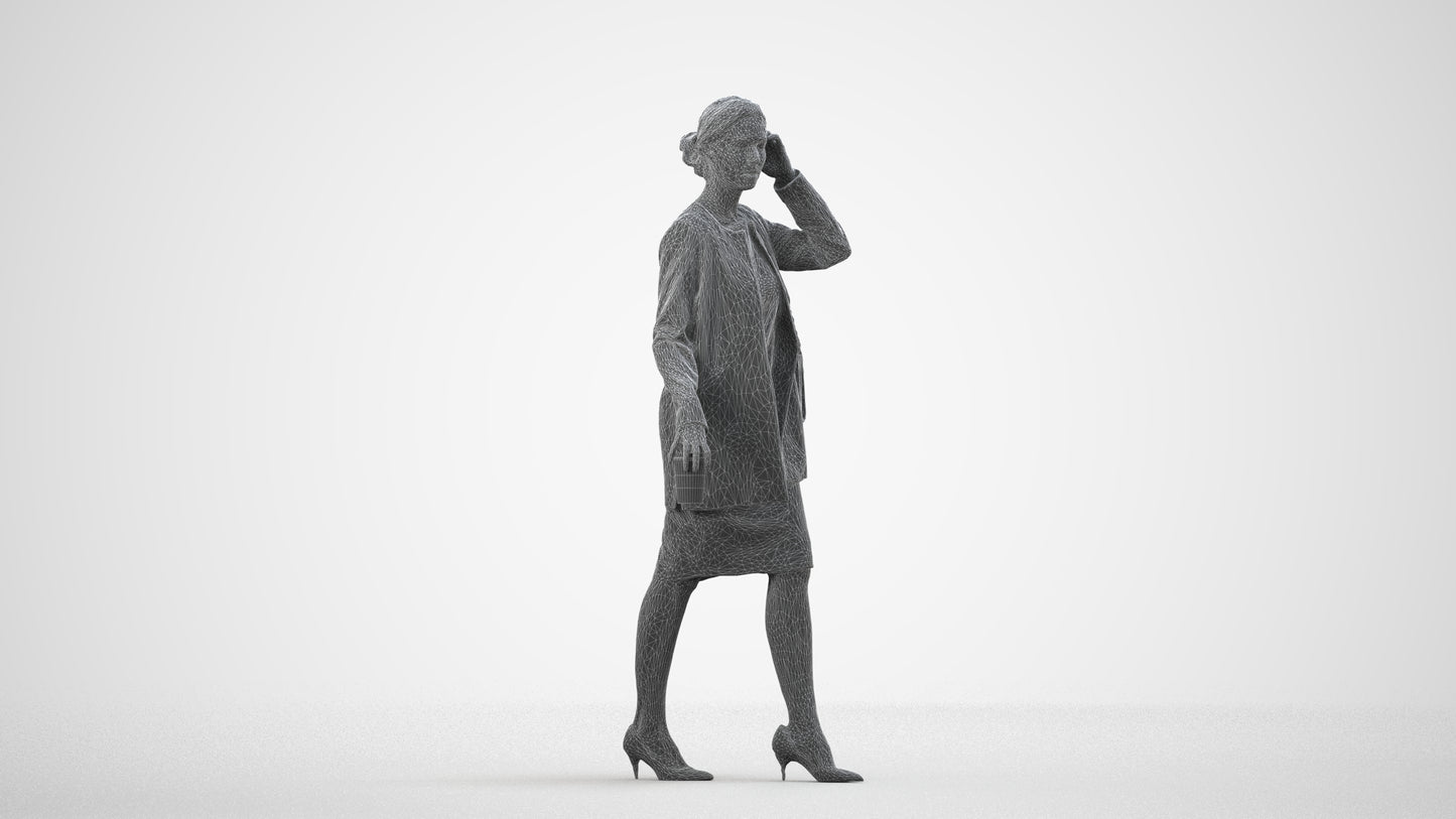 realistic 3D people woman casual couple, render-ready for V-Ray and Corona, FBX OBJ, wireframe side view