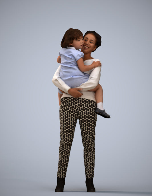realistic 3D people girl casual kids, render-ready for V-Ray and Corona, FBX OBJ