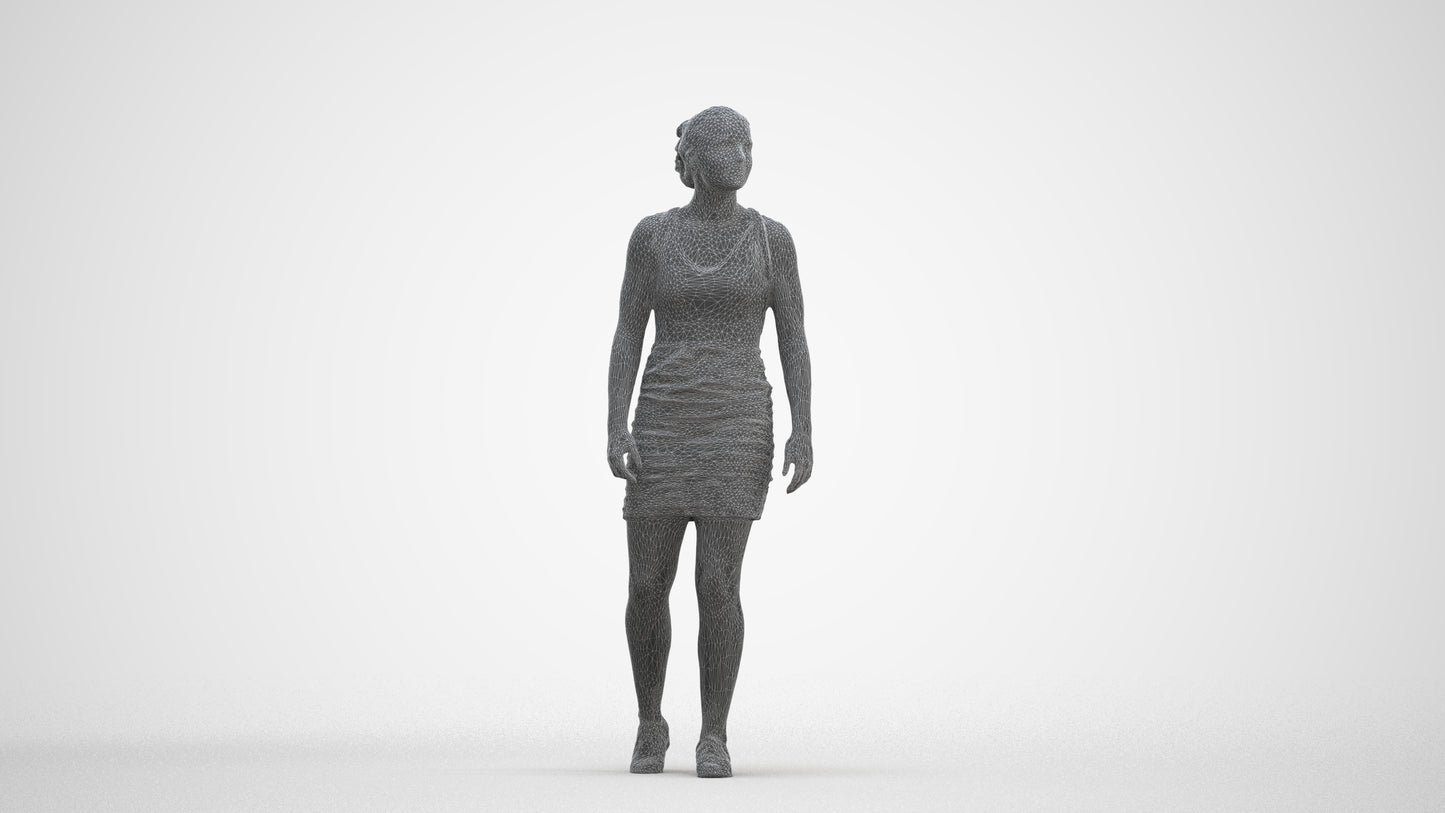 3D people model girl casual kids, scanned human for 3ds Max rendering, three-quarter front view render