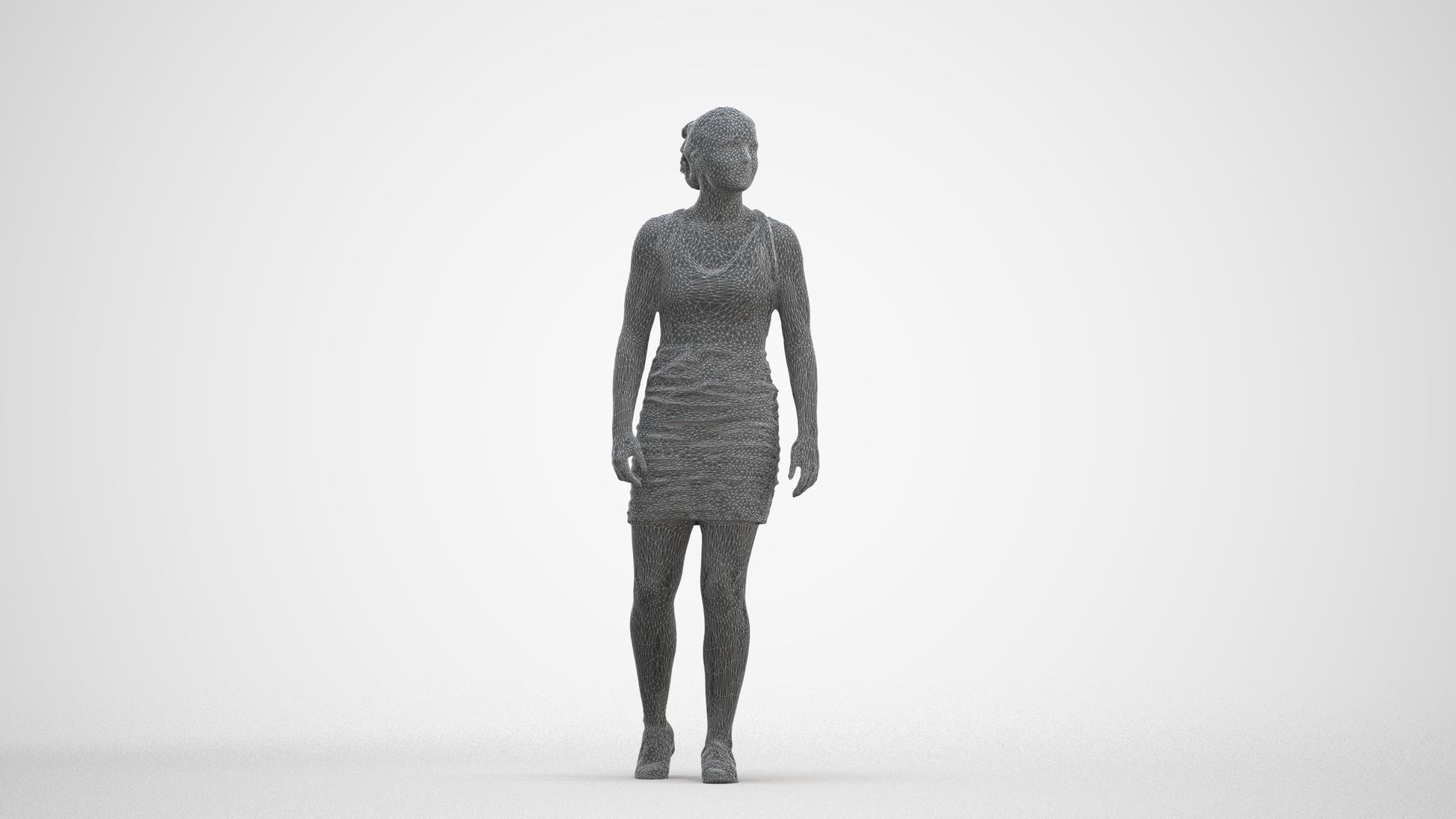 3D people model girl casual kids, scanned human for 3ds Max rendering, three-quarter front view render