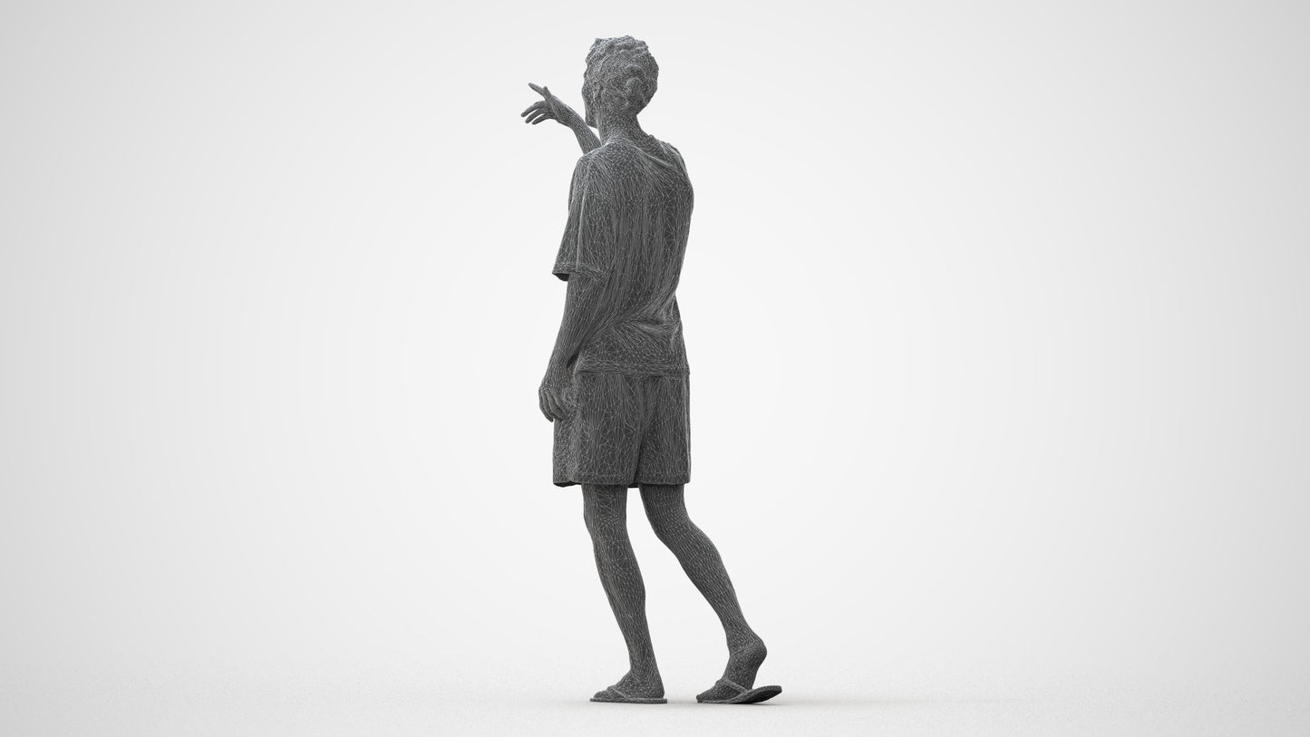 scanned 3D man casual walking, photogrammetry people for Enscape and V-Ray, square thumbnail