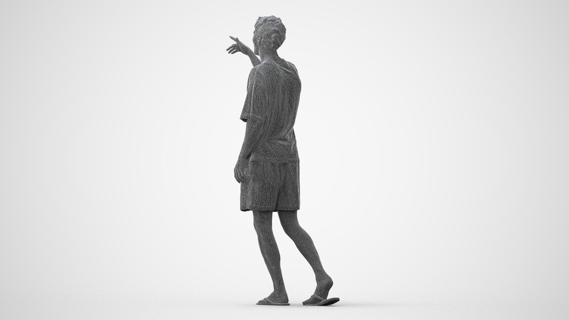 scanned 3D man casual walking, photogrammetry people for Enscape and V-Ray, square thumbnail