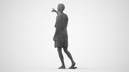 scanned 3D man casual walking, photogrammetry people for Enscape and V-Ray, square thumbnail