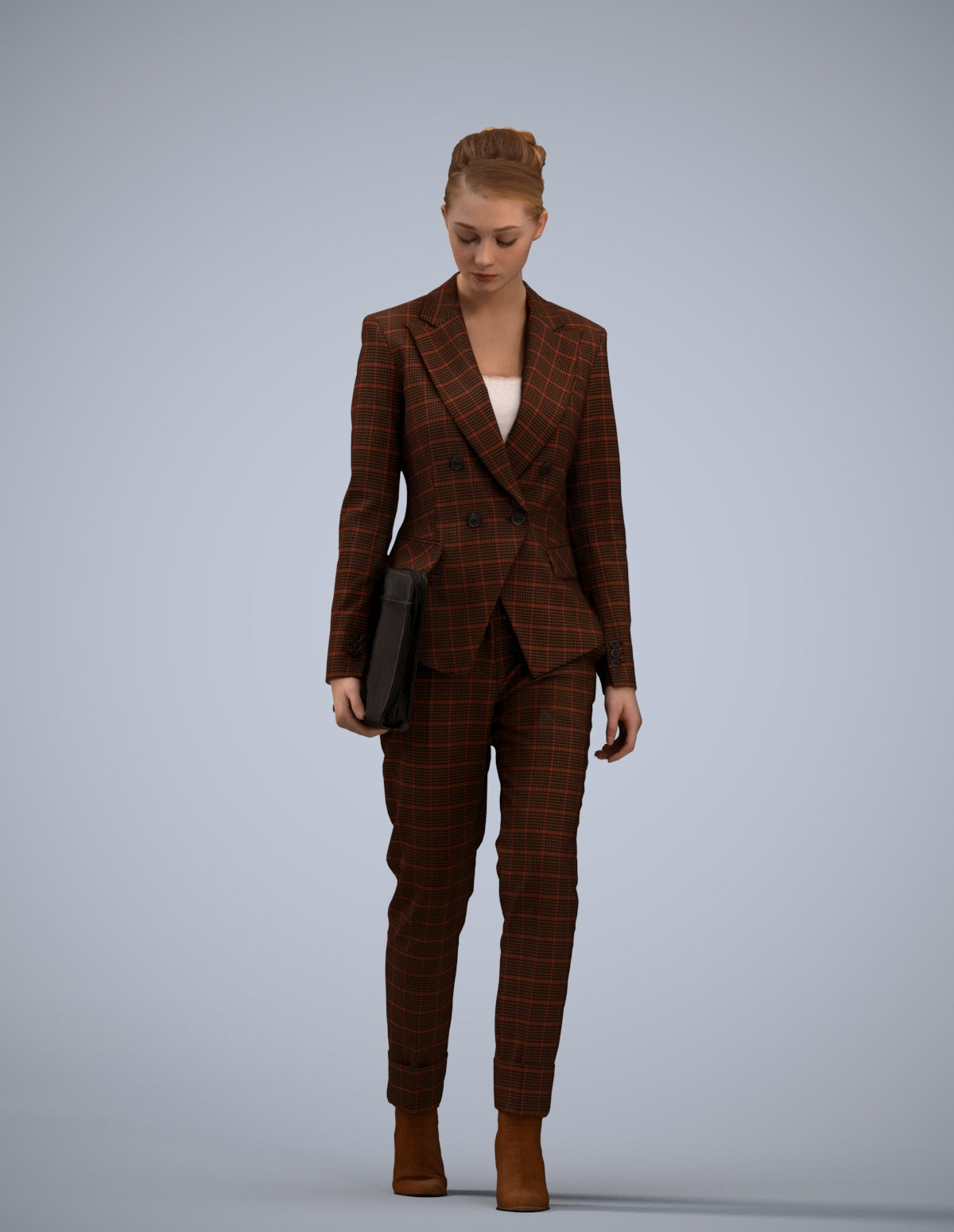 realistic 3D woman business walking, scanned archviz people for Blender and 3ds Max
