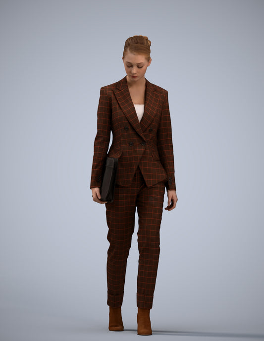 realistic 3D woman business walking, scanned archviz people for Blender and 3ds Max