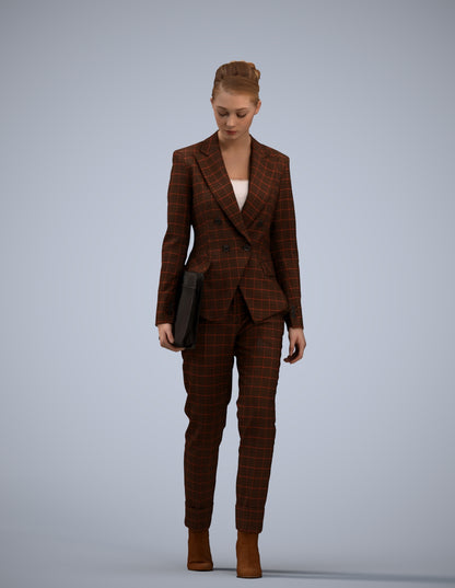 realistic 3D woman business walking, scanned archviz people for Blender and 3ds Max