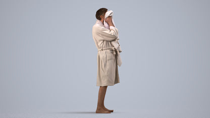 realistic 3D man bathroom, scanned archviz people for Blender and 3ds Max, side view render