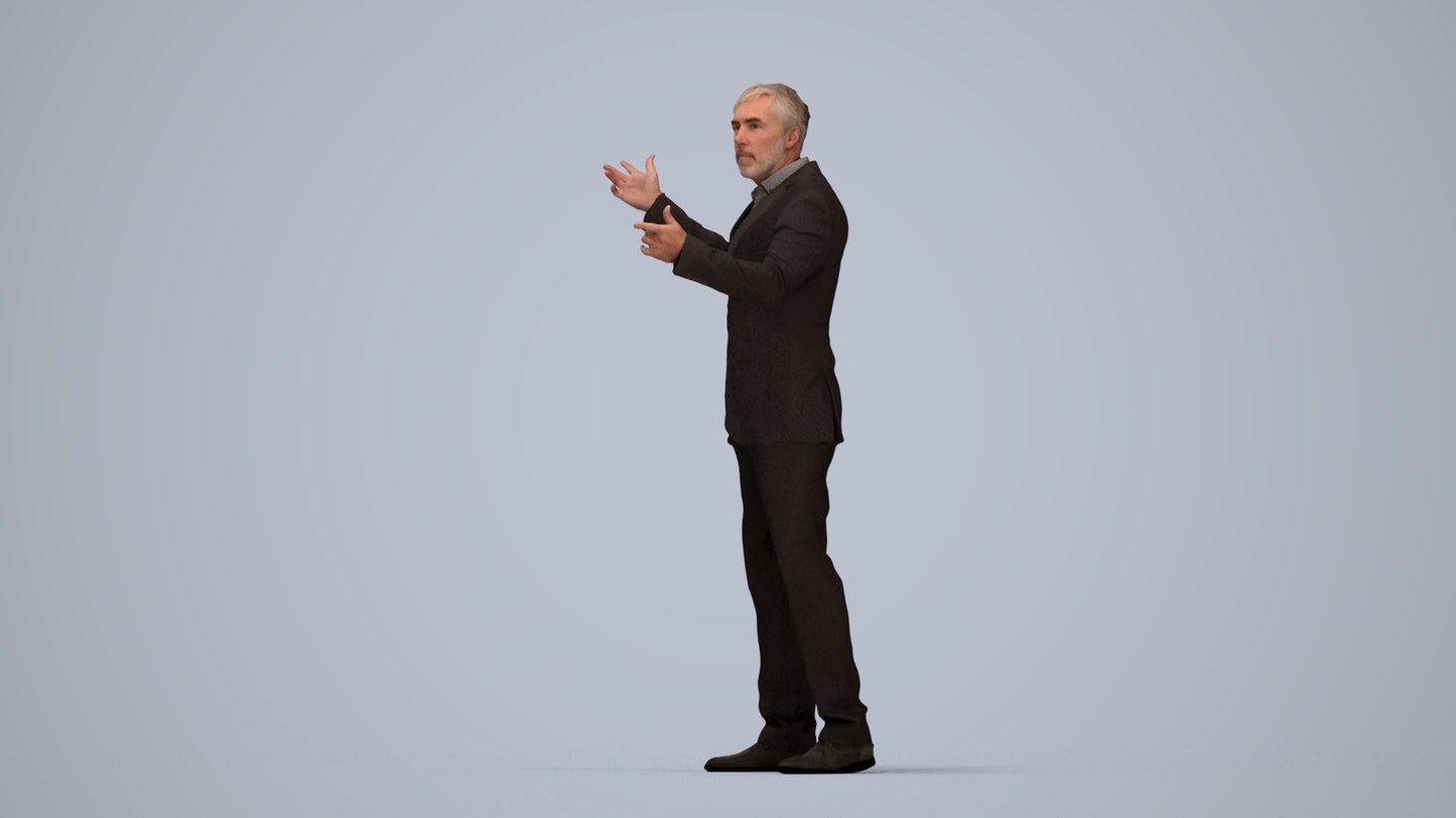 realistic 3D people man business, render-ready for V-Ray and Corona, FBX OBJ, top-down view render