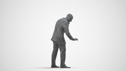 3D people model man business, scanned human for 3ds Max rendering, wireframe side view