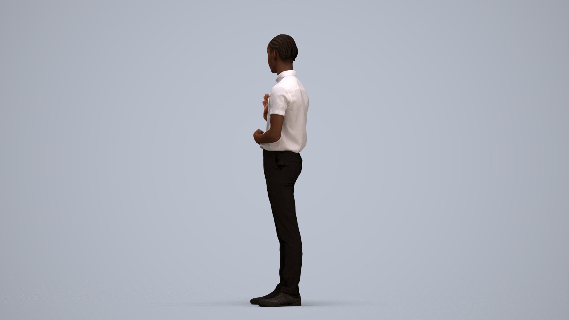 photogrammetry 3D boy hospitality, realistic human model archviz FBX, standing pose render