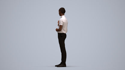 photogrammetry 3D boy hospitality, realistic human model archviz FBX, standing pose render