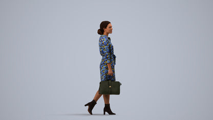 realistic 3D people woman casual standing, render-ready for V-Ray and Corona, FBX OBJ, side view render