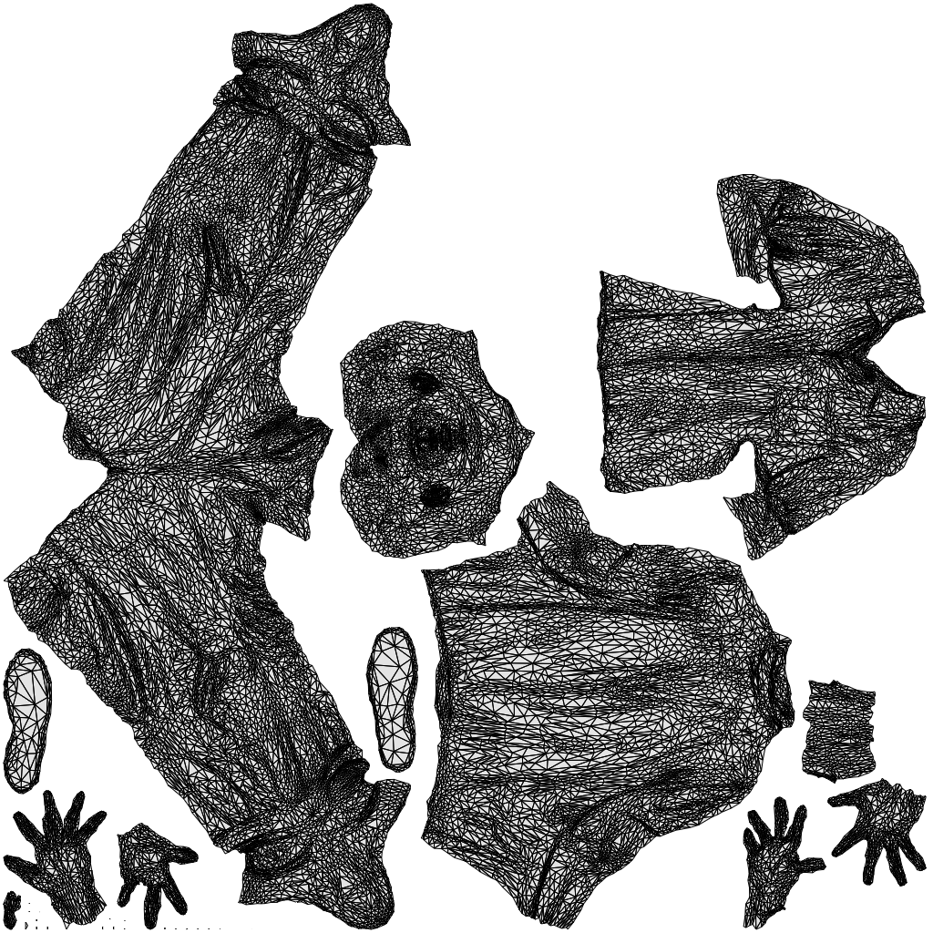 3D people model man casual standing, scanned human for 3ds Max rendering, wireframe top-down view