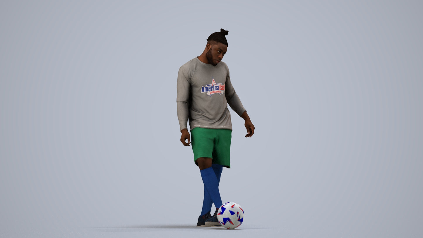 realistic 3D man sport, scanned archviz people for Blender and 3ds Max, side view render